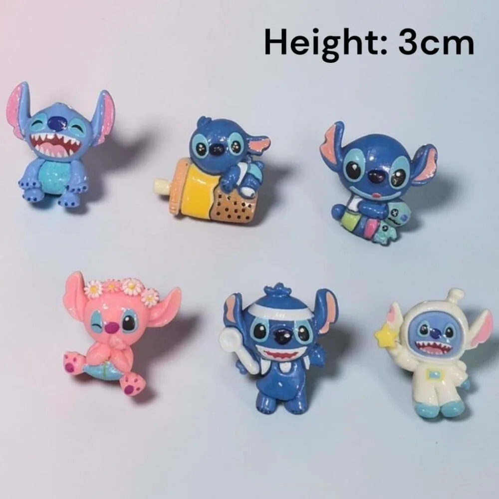 SDL 6 Pieces of Cute Stitch Character Random Design 3cm Height Mini Magnet for Kids Gifts and Return Gifts
