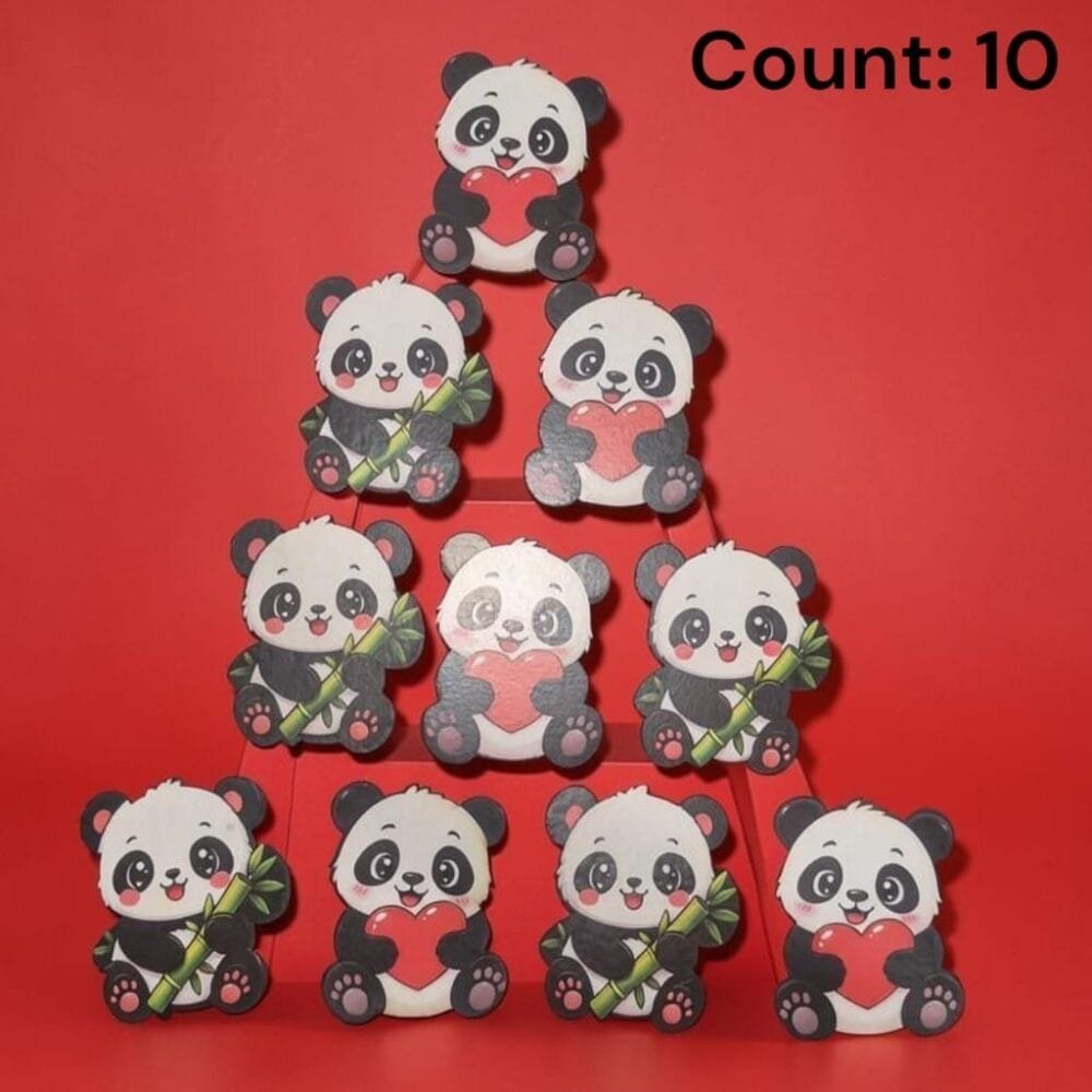 SDL 10 Pieces of Cute Panda Print Big Size MDF Board with Magnet for Gifts and Return Gifts