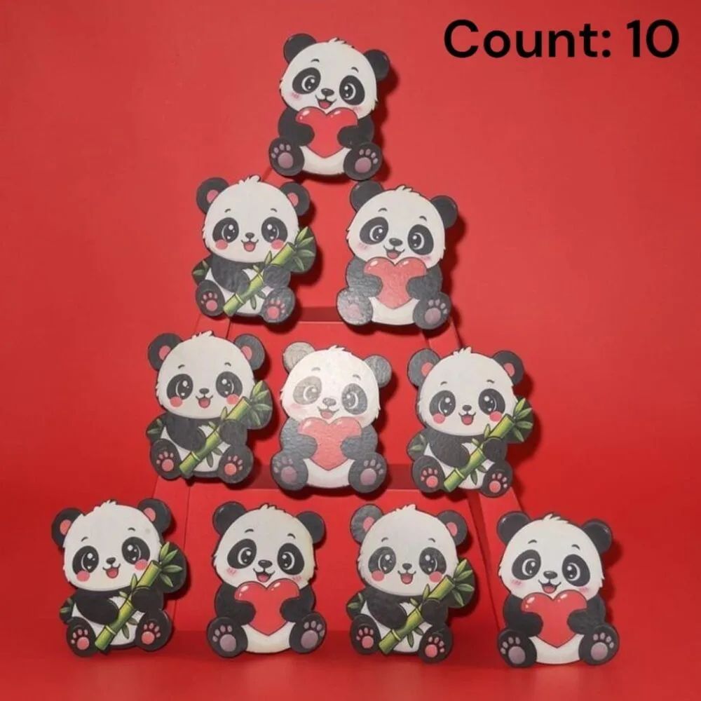 SDL 10 Pieces of Cute Panda Print Big Size MDF Board with Magnet for Gifts and Return Gifts