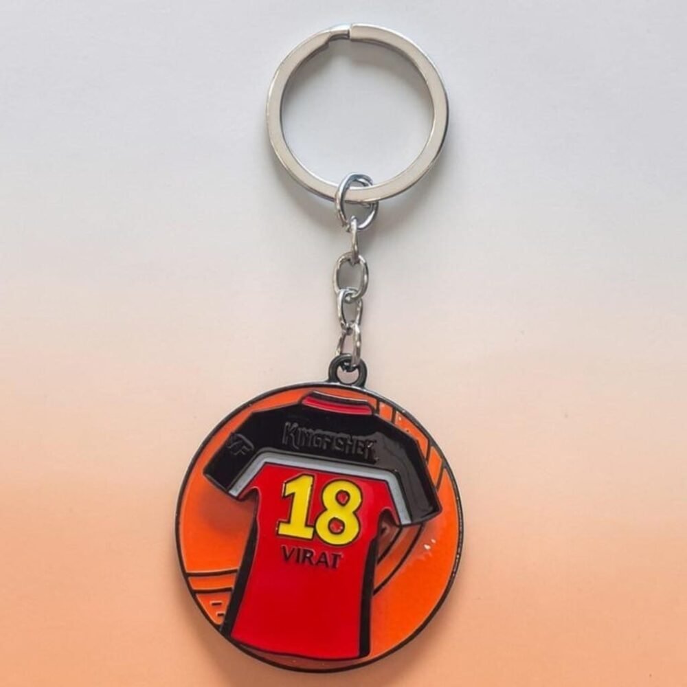 SDL 1 Piece of Virat Kohli RCB Metal Rotating Keychain for Gifts and Fans